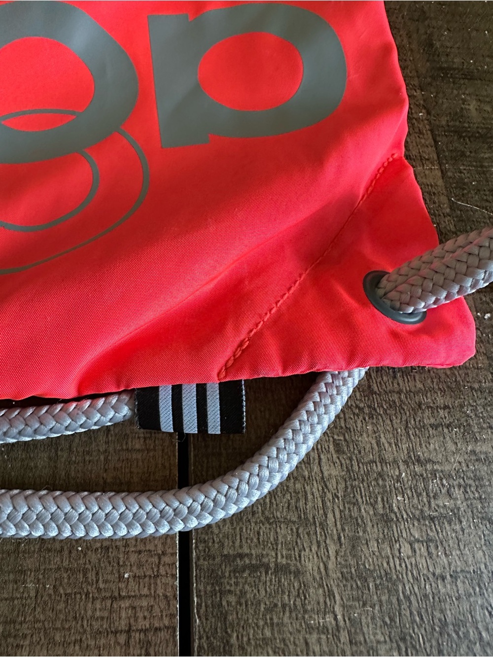 Adidas Drawstring Backpack Gym Sack Coral Pink Gray Cinch Bag Zipper Pocket - Picture 11 of 16